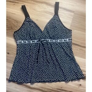 Studio Donatella Womens Black White Polka Dot Babydoll Camisole Top Small Y2K